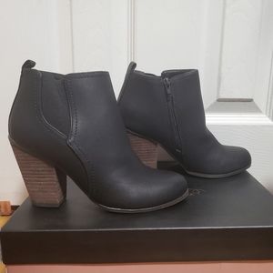 Black Booties with Brown Heel